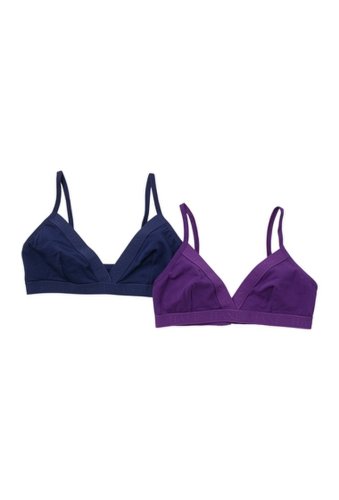 Imbracaminte femei hanes casual comfort logo wirefree triangle bralette - pack of 2 coil blue