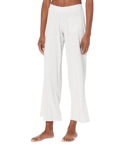 Imbracaminte femei hue long ribbed flare pajama lounge pants white sand heather