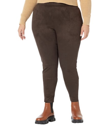 Imbracaminte femei hue plus size micro suede high-rise leggings brown velvet
