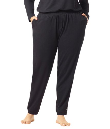 Imbracaminte femei hue plus size solid cuffed lounge pants with pockets black