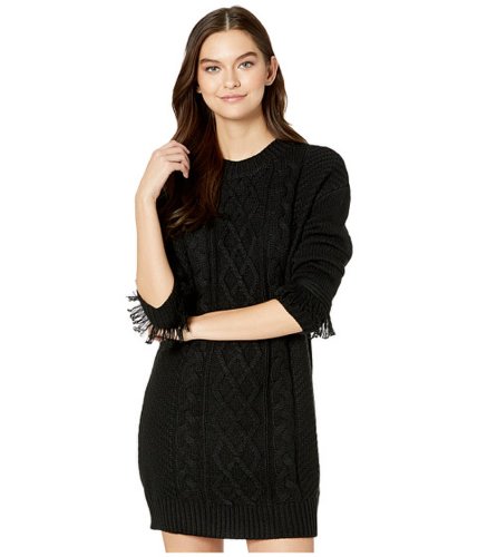 Imbracaminte femei jack by bb dakota cable that way front sweater dress with wrist fringe black