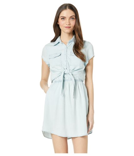 Imbracaminte femei jack by bb dakota chambray you stay dress with tie front washed out chambray