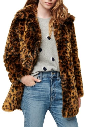 Imbracaminte femei jcrew leopard faux fur coat leopard