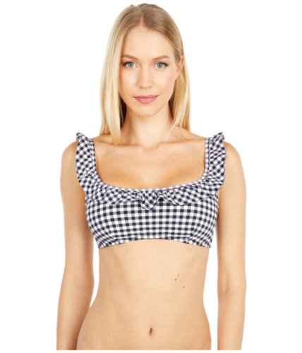 Imbracaminte femei jcrew ruffle bikini top in matte gingham prospect gingham blackivory