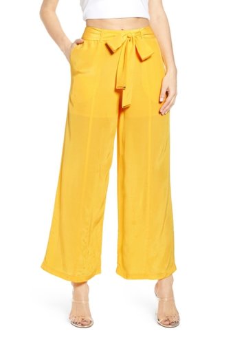 Imbracaminte femei joa waist belt wide leg pants yellow