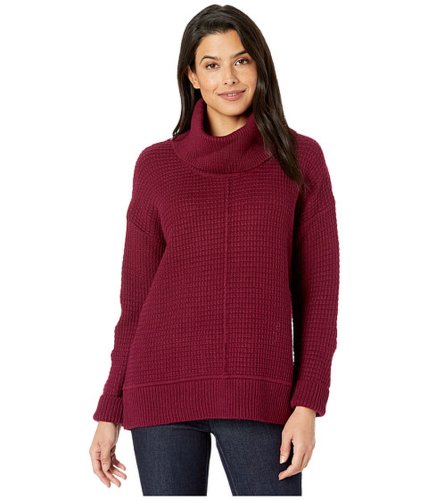 Imbracaminte femei jones new york long sleeve mix stitch cowl neck sweater maroon