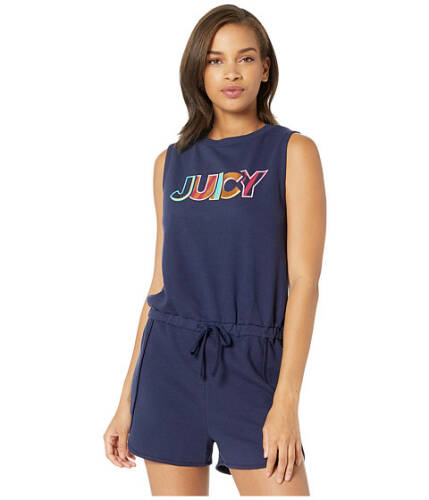 Imbracaminte femei juicy couture juicy french terry track sleeve short romper starless sky