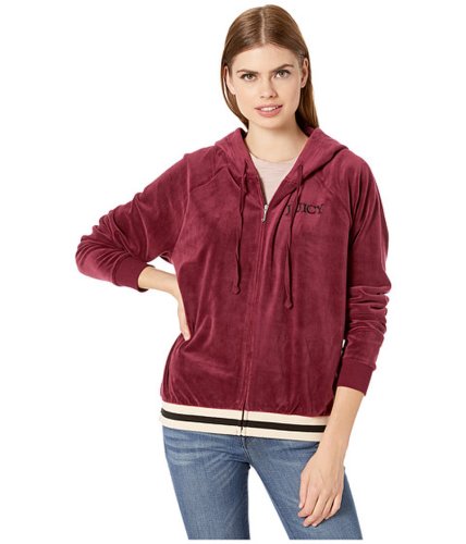 Imbracaminte femei juicy couture luxe velour relaxed hooded jacket wine