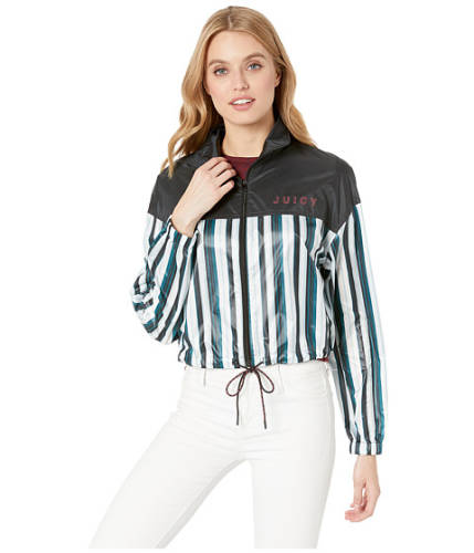 Imbracaminte femei juicy couture shiny zip-up track pullover city tealblack stripe