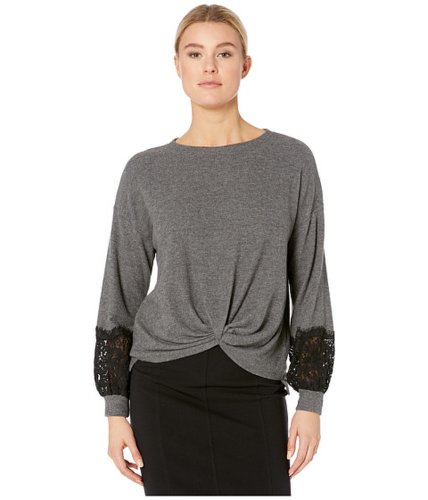 Imbracaminte femei karen kane lace sleeve twist-front sweater dark heather grey