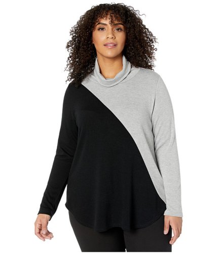 Imbracaminte femei karen kane plus size contrast turtleneck sweater light grayblack