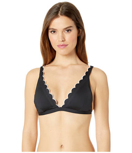 Imbracaminte femei kate spade new york fort tilden contrast scalloped french bikini top removable soft cups black