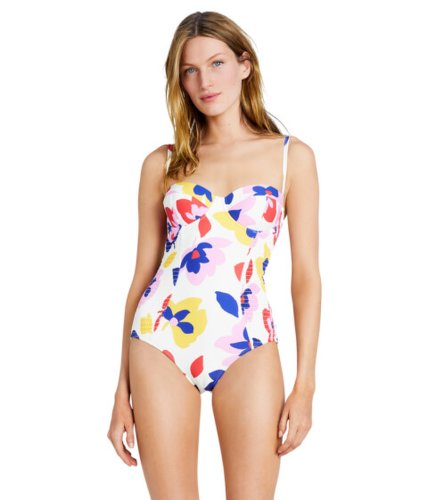 Imbracaminte femei kate spade new york summer floral smocked underwire one-piece ivory