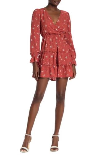 Imbracaminte femei kenedik tiered ruffle floral print mini dress rust