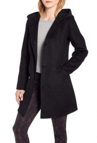 Imbracaminte femei kenneth cole new york hooded wool blend duffle coat black