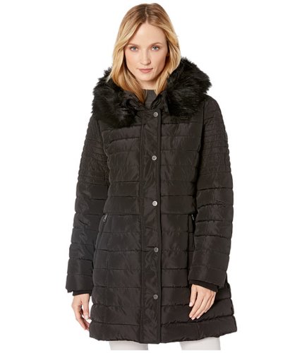 Imbracaminte femei kenneth cole new york quilted puffer w faux fur trim black