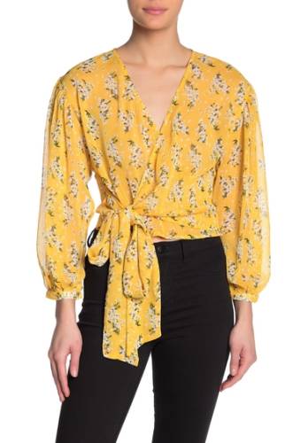 Imbracaminte femei know one cares floral wrap tie shirt yellow