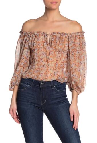 Imbracaminte femei know one cares printed drawstring bust chiffon blouse rust