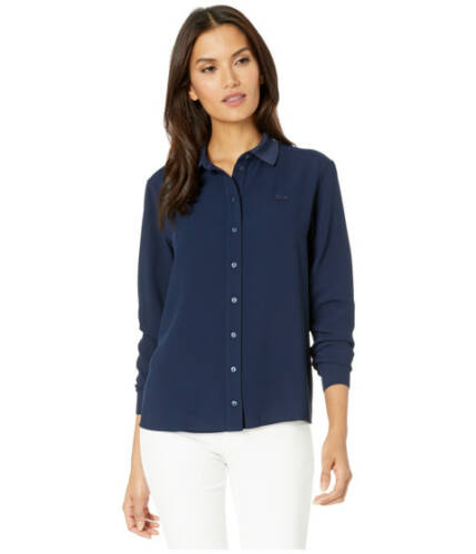 Imbracaminte femei lacoste long sleeve basic tunic shirt navy blue