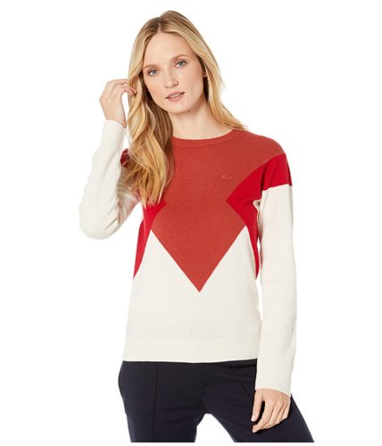 Imbracaminte femei lacoste long sleeve color-block jersey sweater flourestrisalizarin