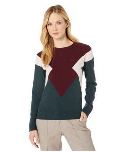 Imbracaminte femei lacoste long sleeve color-block jersey sweater sinopleeggplantflamingo