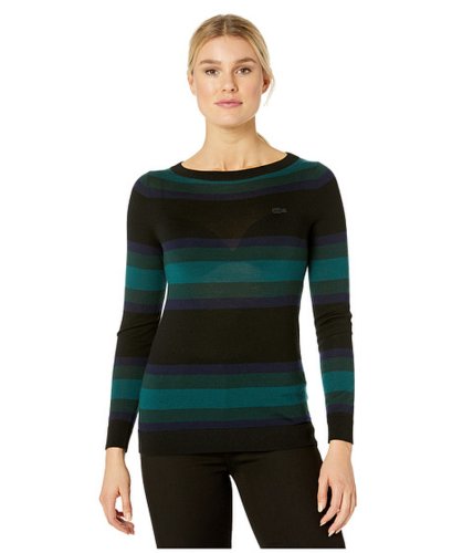 Imbracaminte femei lacoste long sleeve color-block stripe sweater blacknavy bluesinoplebeeche
