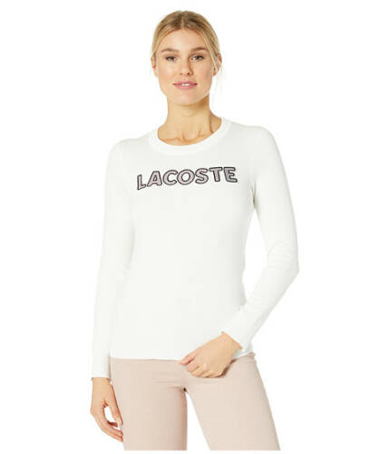 Imbracaminte femei lacoste long sleeve crew neck tattersall logo cotton sweater flour