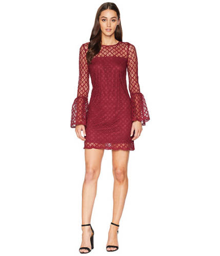 Imbracaminte femei laundry by shelli segal lace cocktail dress with bell sleeves burgundy
