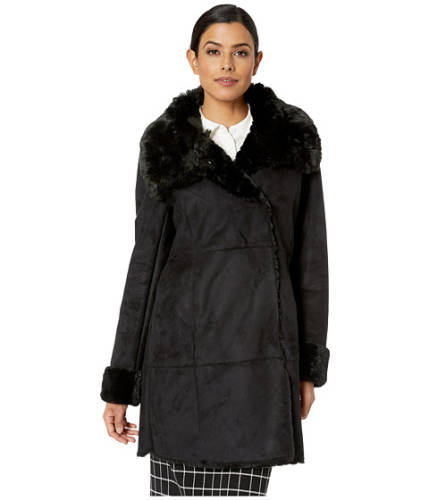 Imbracaminte femei lauren ralph lauren asymmetrical faux shearling coat black