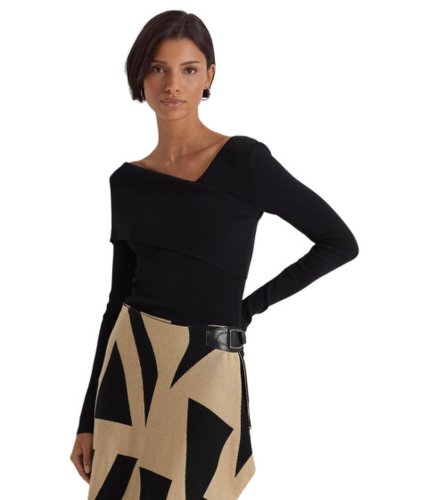 Imbracaminte femei lauren ralph lauren asymmetrical long sleeve sweater black