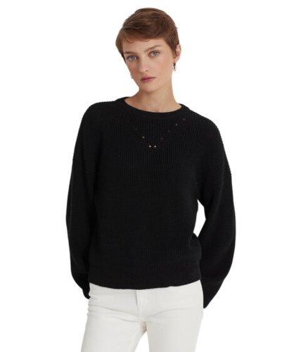 Imbracaminte femei lauren ralph lauren cotton blouson sleeve sweater black