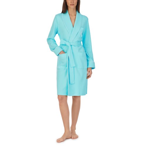 Imbracaminte femei lauren ralph lauren hartford lounge short shawl collar robe soft turquoise
