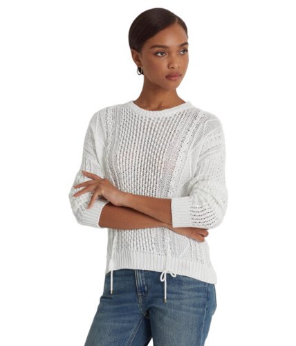 Imbracaminte femei lauren ralph lauren lacing cable-knit cotton sweater white
