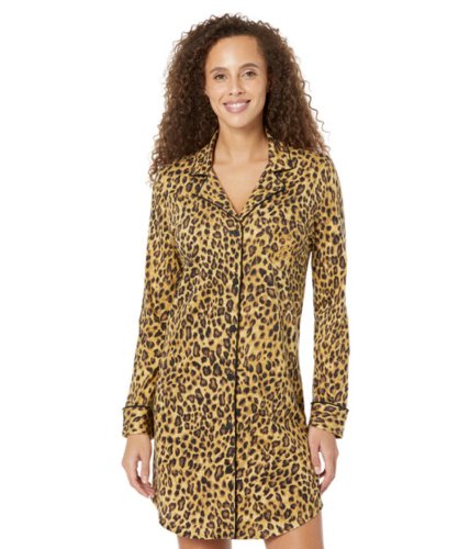 Imbracaminte femei lauren ralph lauren long sleeve knit sleepshirt leopard