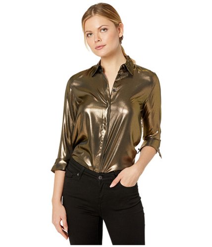 Imbracaminte femei lauren ralph lauren metallic satin shirt goldblack
