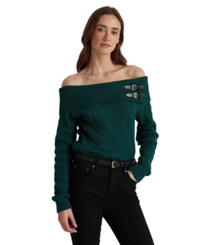 Imbracaminte femei lauren ralph lauren off-the-shoulder cable-knit sweater hunt club green