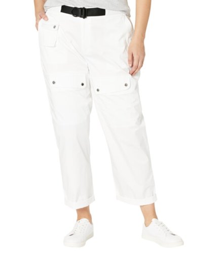Imbracaminte femei lauren ralph lauren plus size belted sateen cargo pants white