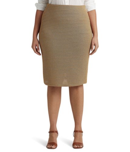 Imbracaminte femei lauren ralph lauren plus size metallic cotton-blend knit pencil skirt metallic new bronze