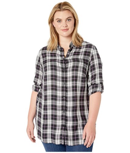 Imbracaminte femei lauren ralph lauren plus size plaid-print shirt blackgrey multi