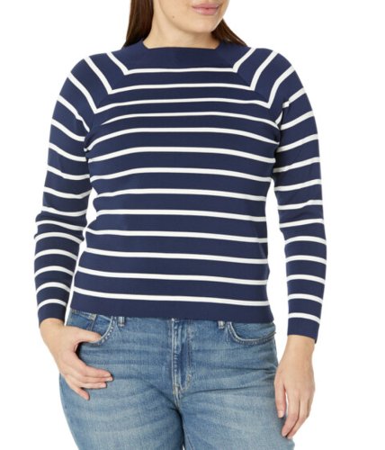 Imbracaminte femei lauren ralph lauren plus size striped mock neck sweater french navymascarpone cream