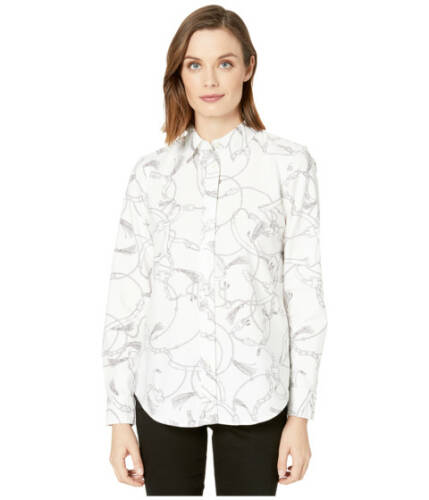 Imbracaminte femei lauren ralph lauren printed oxford button-down shirt whitegrey