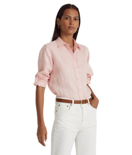 Imbracaminte femei lauren ralph lauren roll-tab-sleeve linen shirt pale pink