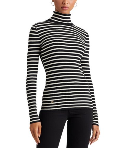 Imbracaminte femei lauren ralph lauren striped cotton-blend turtleneck sweater polo blackmascarpone cream