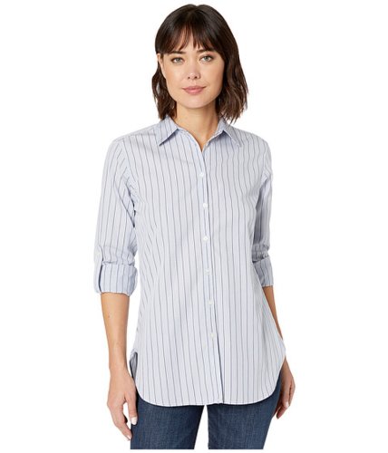 Imbracaminte femei lauren ralph lauren striped roll-tab-sleeve shirt blue multi