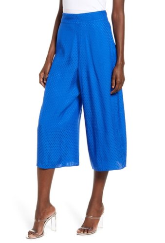 Imbracaminte femei leith dot wide leg crop pants plus size blue surf