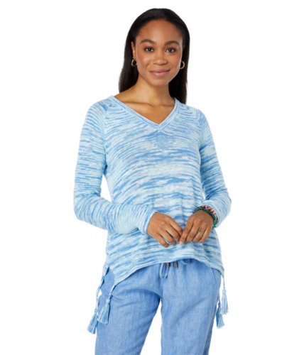 Imbracaminte femei lilly pulitzer jody v-neck sweater blue peri high tide space dye
