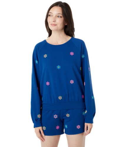 Imbracaminte femei lilly pulitzer landyn sweatshirt oyster bay navy ditsy daisy embroidery