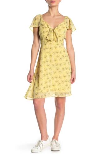 Imbracaminte femei line dot jayne floral front tie dress yellow