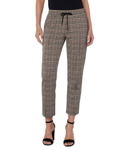 Imbracaminte femei liverpool pull-on ankle trousers w pin tucks 27quot tanblack abstract houndstooth