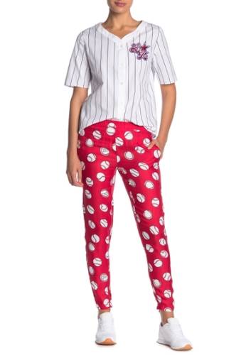 Imbracaminte femei love moschino baseball logo print tapered pants baseball red w
